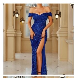 Royal Blue Sequins Dress